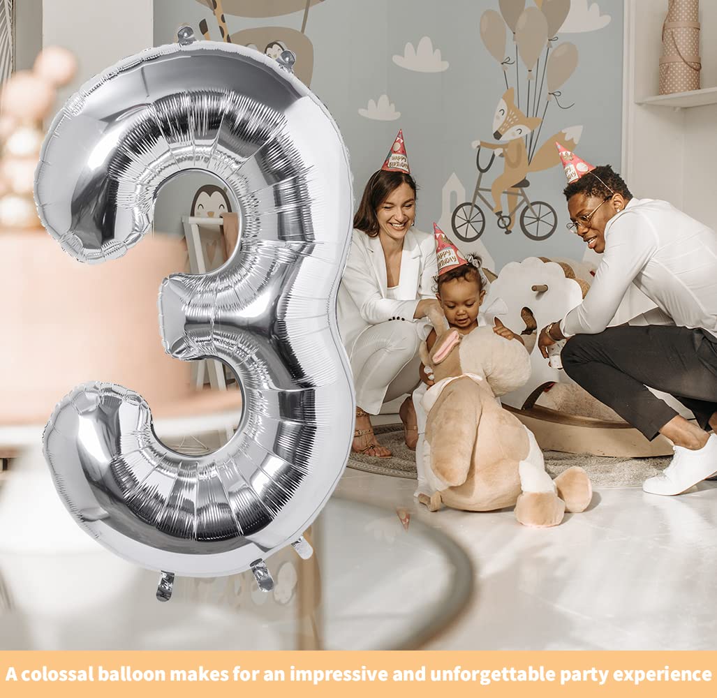 65 inch Giant Silver Number 9 Balloon, Huge Foil Balloons For 9